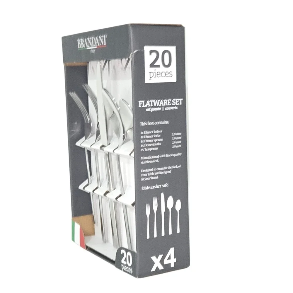 Brandani Italy 20-Piece Stainless Steel Flatware Silverware Set
